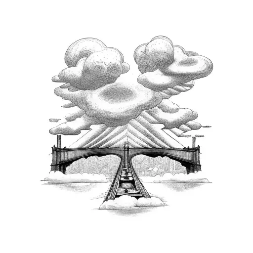 the name Brooklyn with clouds and bridges tattoo design idea
