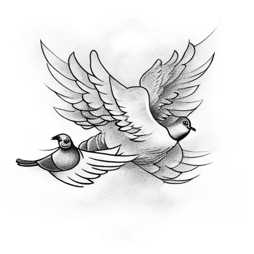 Clouds with doves  tattoo design idea