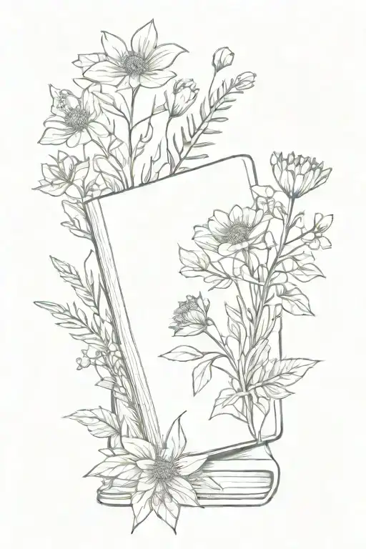 book and wildflowers  tattoo design idea