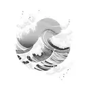 Ocean Wave with number 8 tattoo design idea