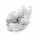Ocean Wave with number 8 tattoo design idea