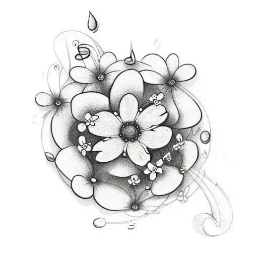 forget Me Not flower with a music note tattoo design idea