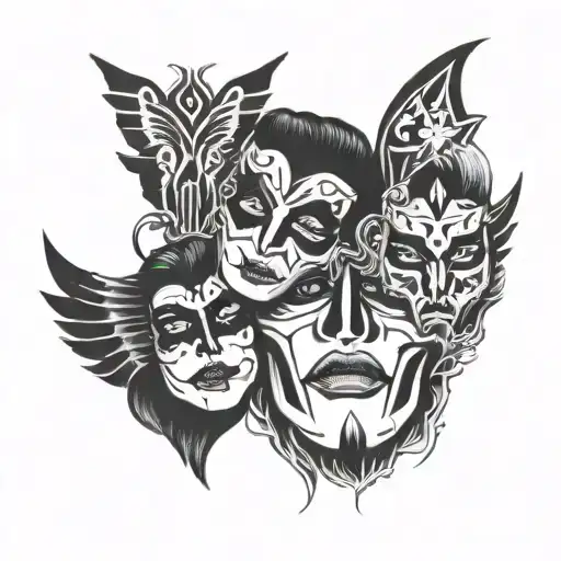Incorporate elements from Kiss Band's iconic makeup designs into a sleeve tattoo tattoo design idea