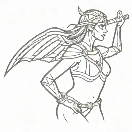 valkyrie warrior woman tattoo design idea