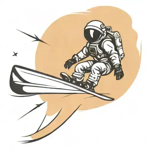 Astronaut snowboarding through space tattoo design idea
