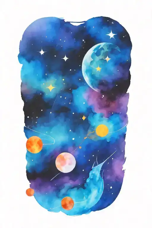 moon and space  tattoo design idea