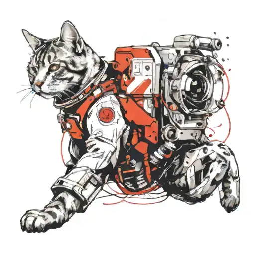 cat astronaut tattoo design idea