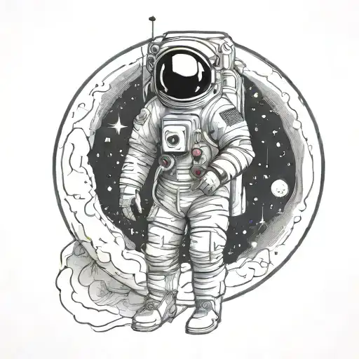 Moon astronaut tattoo design idea