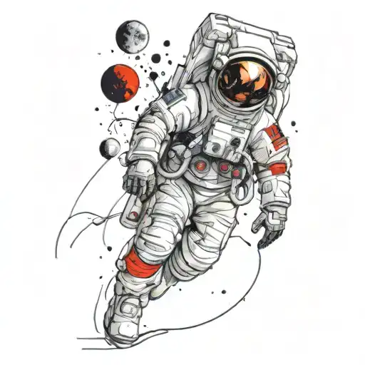 Astronaut Exploring jupiter tattoo design idea