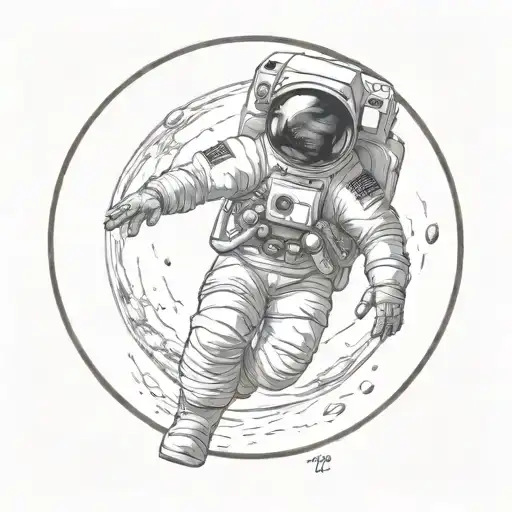 Astronaut Exploring jupiter tattoo design idea