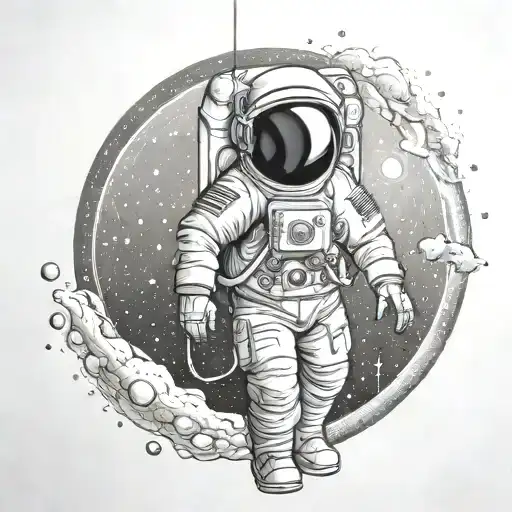 Moon astronaut tattoo design idea