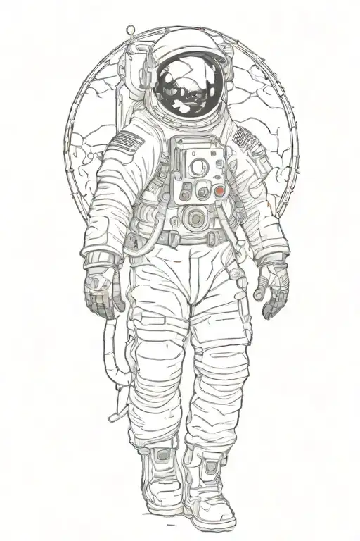 astronaut looking at  moon tattoo design idea