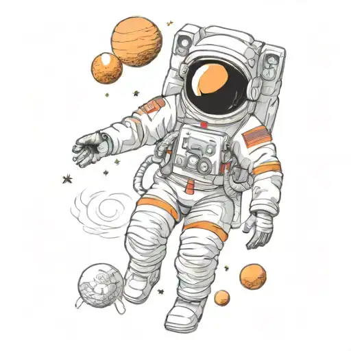 Astronaut Exploring jupiter tattoo design idea