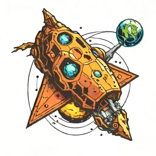 asteroid throught space tattoo design idea