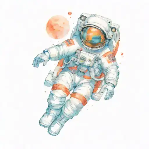 Astronaut Exploring jupiter tattoo design idea