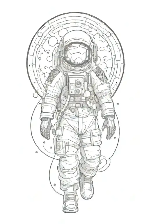 astronaut with jupiter  tattoo design idea