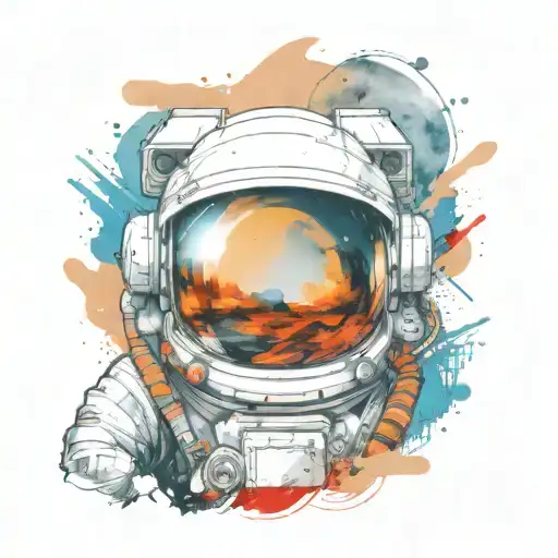 astronaut in  space tattoo design idea