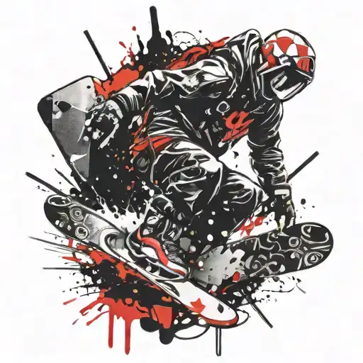 scary snowboarder  tattoo design idea