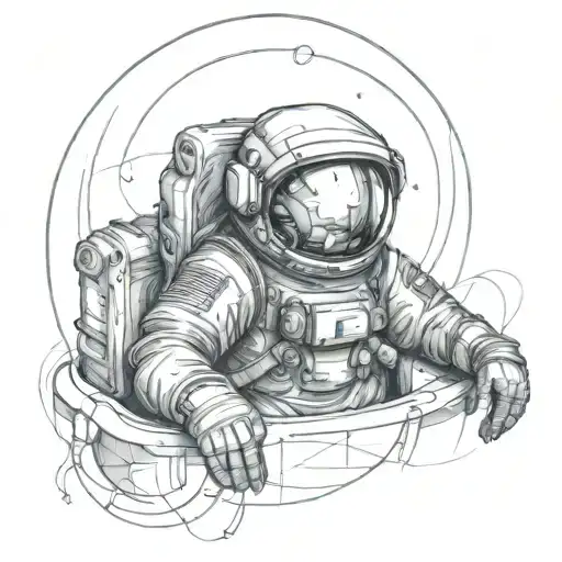 sad astronaut lost in space tattoo design idea