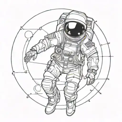 Astronaut Exploring jupiter tattoo design idea