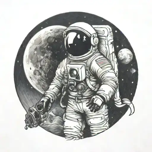 Moon astronaut tattoo design idea