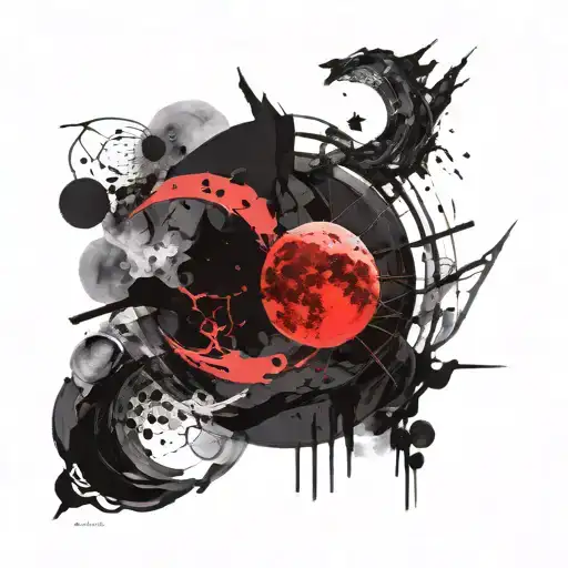 blood moon tattoo design idea