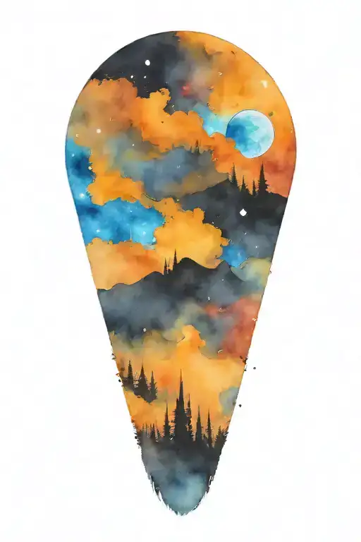 moon and space  tattoo design idea