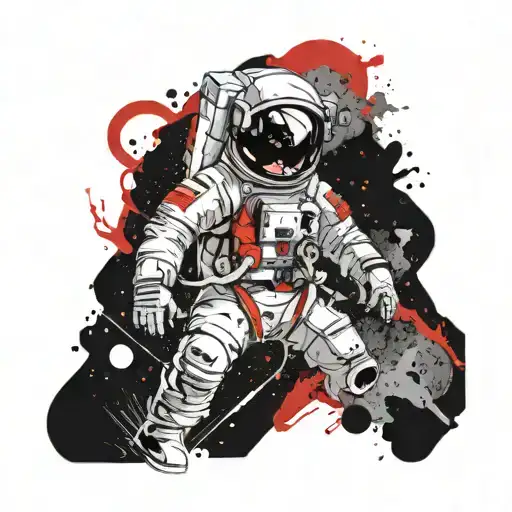 astronaut looking up on  space tattoo design idea