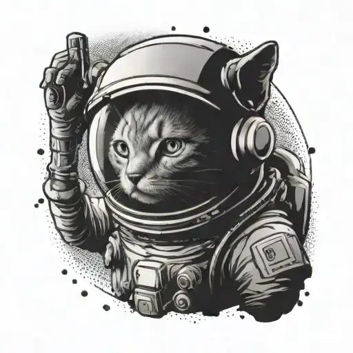 cat astronaut tattoo design idea