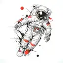 Astronaut Exploring jupiter tattoo design idea