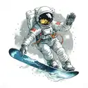 Astronaut snowboarding through space tattoo design idea