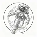 Astronaut Exploring jupiter tattoo design idea