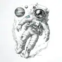 Astronaut Exploring jupiter tattoo design idea