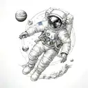 Astronaut Exploring jupiter tattoo design idea