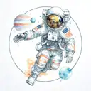 Astronaut Exploring jupiter tattoo design idea