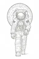 astronaut looking at  moon tattoo design idea