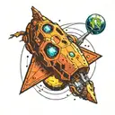 asteroid throught space tattoo design idea