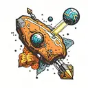 asteroid throught space tattoo design idea