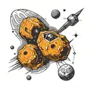 asteroid throught space tattoo design idea