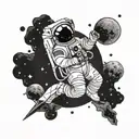 astronaut and deep space object tattoo design idea