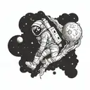 astronaut and deep space object tattoo design idea