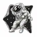 astronaut and deep space object tattoo design idea