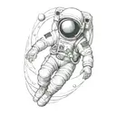 Astronaut Exploring jupiter tattoo design idea