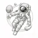 Astronaut Exploring jupiter tattoo design idea