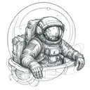 sad astronaut lost in space tattoo design idea