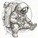 sad astronaut lost in space tattoo design idea