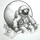 sad astronaut lost in space tattoo design idea