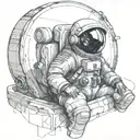 sad astronaut lost in space tattoo design idea