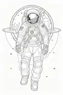astronaut looking at  moon tattoo design idea