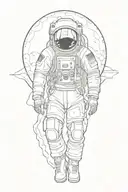 astronaut looking at  moon tattoo design idea